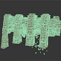 Ancient Stone Wall 3D Model With Rough Textured Segments For Architectural Design
