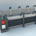 Public Facility Electric Retractable Gate With Metal Construction Retractable Sections And Red Display Screens