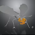 Mechanical Insect Character With Silver Wings And Yellow Gear Eyes