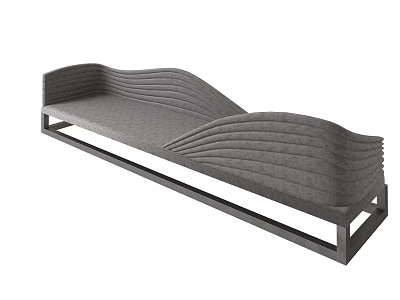 Modern Gray Multi-person Sofa With Wave Shaped Design And Black Frame 3d model