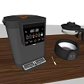 Modern Black Coffee Maker With Digital Display And Glass Carafe On Wooden Tabletop