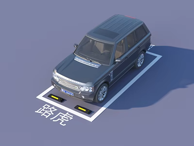 Black Range Rover SUV Parked In Display Area With Chinese Characters 3d model