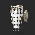 Elegant Modern Wall Lamp With Brushed Brass Base And Hanging Transparent Circular Decorative Discs