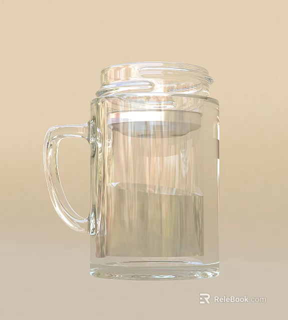 Transparent Glass Mug With Handle And Clear Design For Daily Drinking Use 3d model 