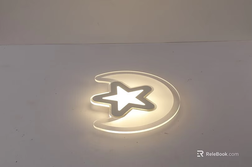 Modern Star and Moon Shaped Ceiling Light with Soft Glow Illumination 3d model