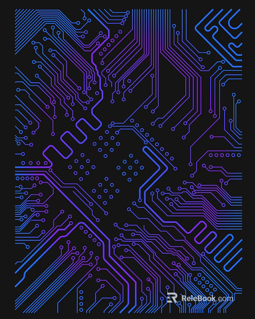 Modern Circuit Board Pendant With Blue Purple Lines And Black Background Design 3d model 