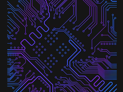 Modern Circuit Board Pendant With Blue Purple Lines And Black Background Design 3d model