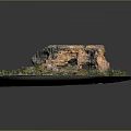 Rocky Terrain Model With Green Vegetation And Textured Ground Surface 3d model