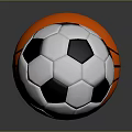 Red Football Orange Basketball And Black White Soccer Ball On Reflective Surface