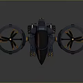 Advanced Futuristic Drone Design With Dual Propellers Dark Colored Body And Orange Accents