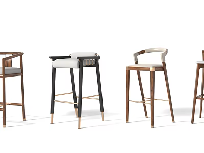 Collection Of Modern Bar Stools With Different Design Elements And Styles 3d model