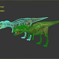 Two Realistic Colorful Dinosaurs With Open Mouths Standing On Gray Surface 3d model