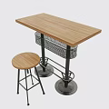 Modern Bar Stool With Wooden Seat And Black Metal Frame By Wooden Top Bar Table
