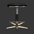 Modern Bar Stool With Black Padded Seat Adjustable Height And Swivel Wheels Base