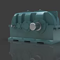 Heavy Duty Green Industrial Gearbox With Circular Components And Extending Shaft