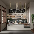 Cozy Cafe Interior With Counter Menu Board Hanging Lights Windows And Green Plant