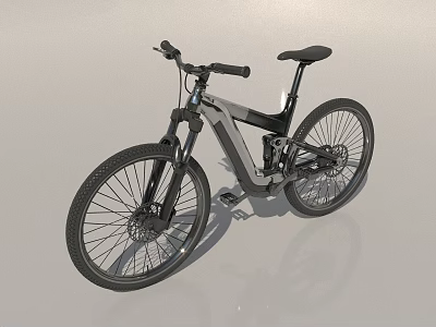 Modern Black and Gray Mountain Bicycle With Suspension Fork and Large Wheels 3d model