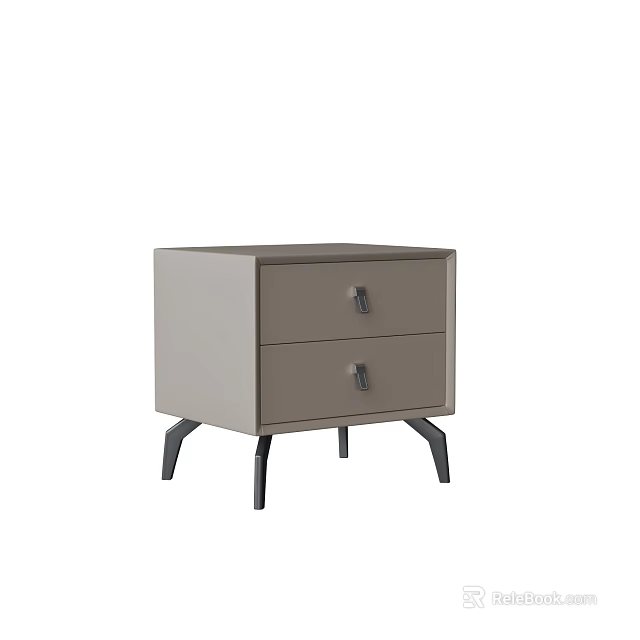 Modern Bedside Table With Two Drawers And Sleek Black Legs Design 3d model