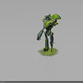 Mechanical Robot Standing With Small Green Tree On Shoulder And Grassland Base 3d model