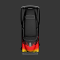 Striking Vintage Classic Car With Black Yellow Red Flame Design Exterior