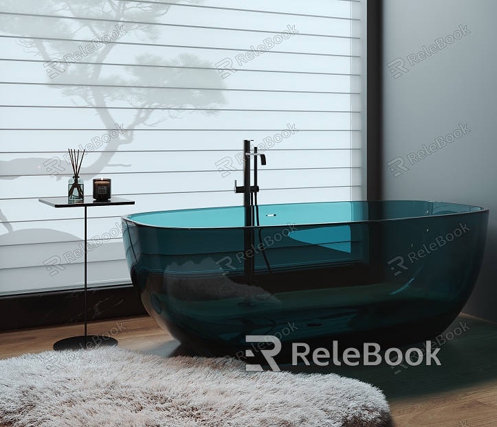 Modern Bathtub Tub Tub Plush Carpet Venetian Blinds model