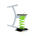 Building Blocks Constructed Green Spring Rocker with Brown Seat White Handrails and Black Base