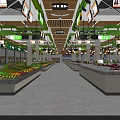 Supermarket Grocery Interior Featuring Fresh Fruits Vegetables Shelves And Well Lit Aisles