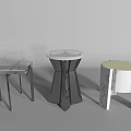 Modern Side Tables with Transparent Top Geometric Base and Marble Design Variations 3d model