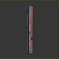 Weathered Red Brick With Chipped Surface And Metal Parts On Both Ends