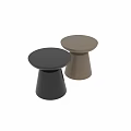 Modern Functional Table with Beige and Black Round Tabletop and Conical Base Design 3d model