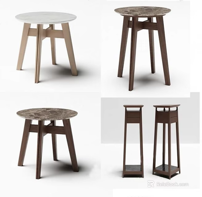 Modern Wooden Round Side Tables With Sleek Leg Design And Home Decor Styles 3d model 