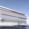 Modern Sales Office Building With Sleek Curved Lines Glass Curtain Wall And Contemporary Design