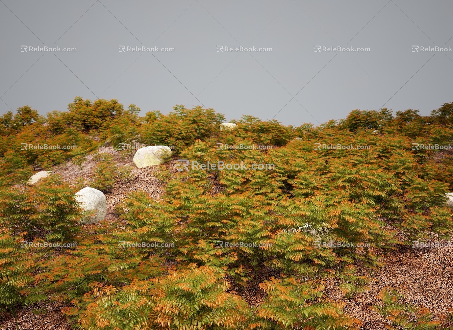 Modern Grassland Shrubs Grass Green Plant Shrubs 3d model