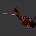 Detailed Red Armored Warrior Character In Battle Stance With Red Lightsaber