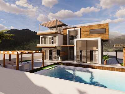 Modern single-family villa two-storey small villa model