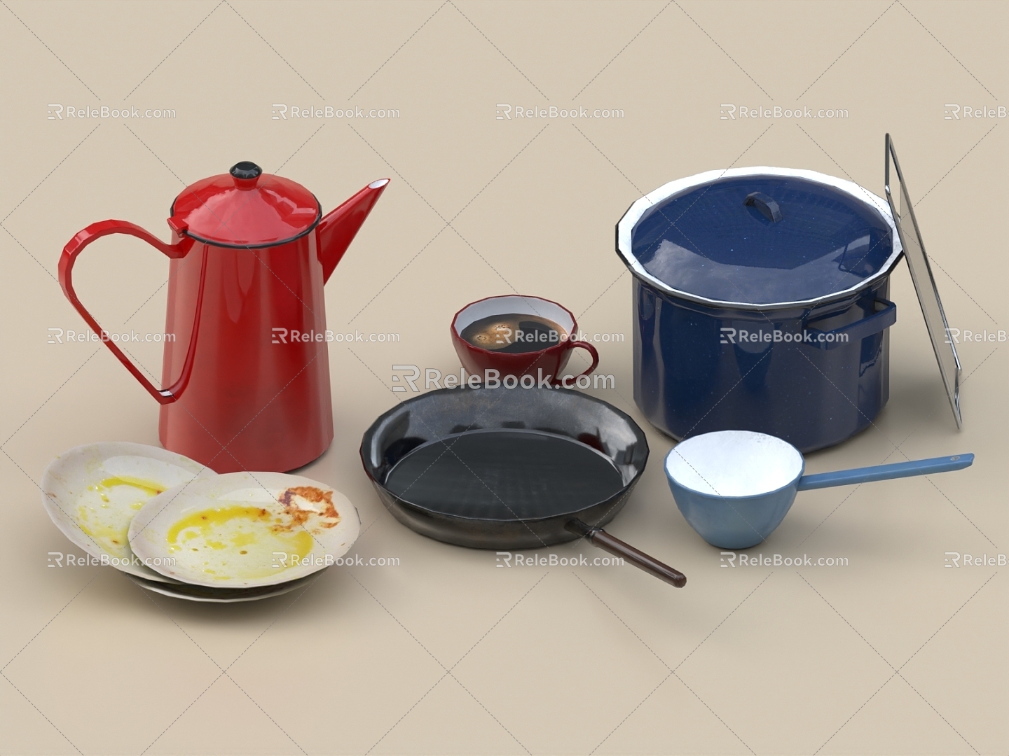 Kitchenware Pots and Pans Kitchen Supplies Tableware 3d model