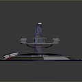 Rotating Display Equipment 3D Model Featuring Circular Multicolored Base And Central Spire Cabins