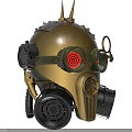 Steampunk Style Gas Mask Helmet With Spikes Rivets And Red Goggle Lenses
