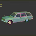 3D Rendered Light Blue Station Wagon on Gray Background with Reflection