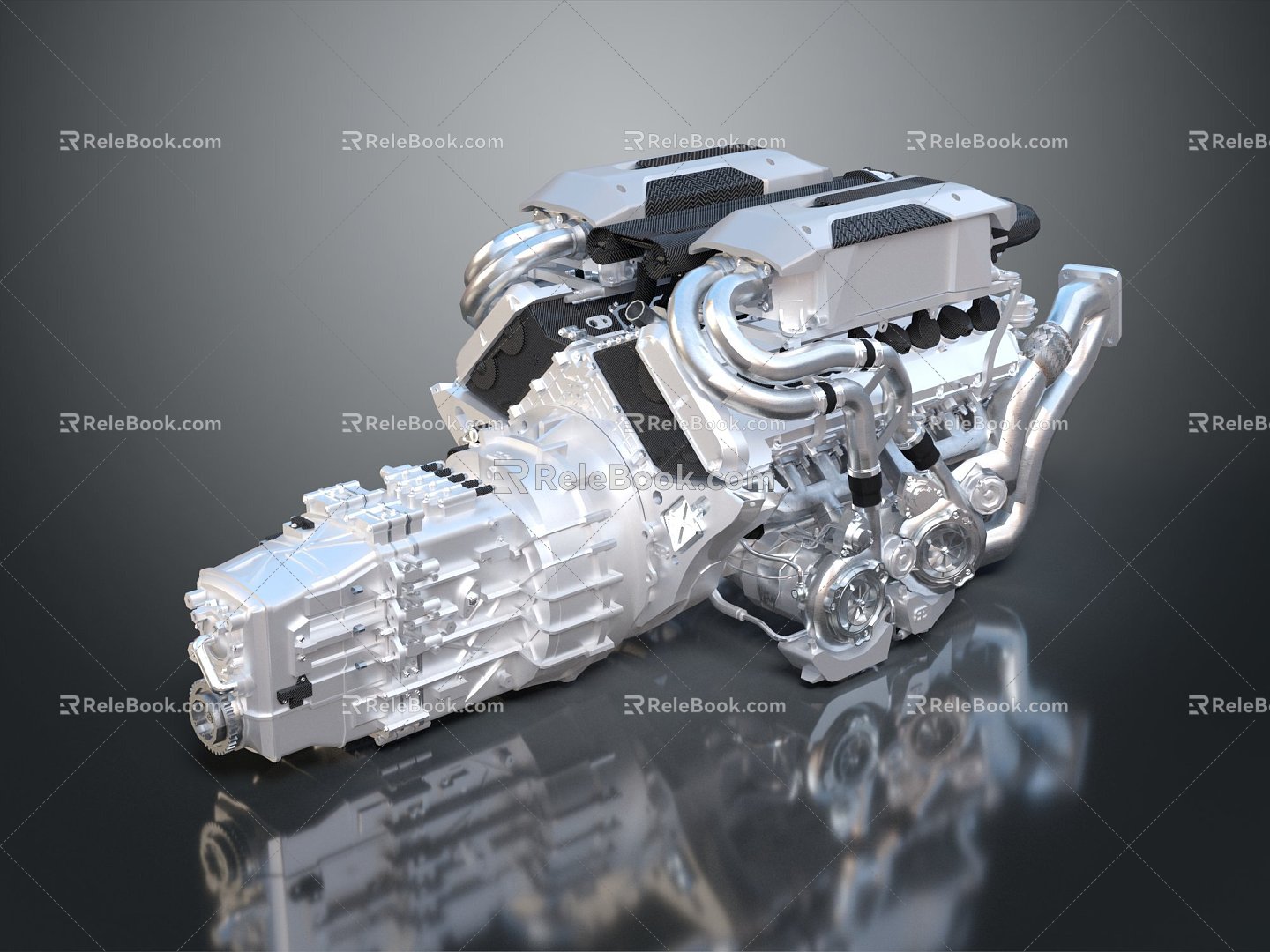 Modern engine Bugatti Chiron engine Jet engine Aircraft engine 3d model