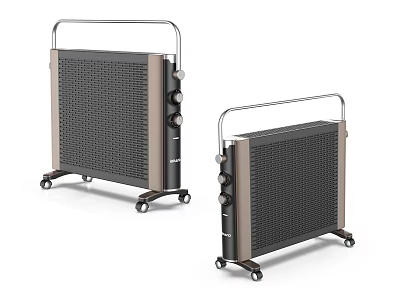 Electric Heaters With Wheels Control Knobs Handles And Grill Panels 3d model