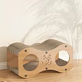 Cat Scratcher Pet Toy With Wave Design Corrugated Paper Wooden Frame And Cat Pattern
