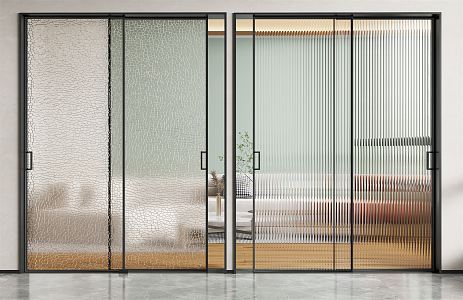 Modern sliding door glass sliding door Changhong glass door 3d model