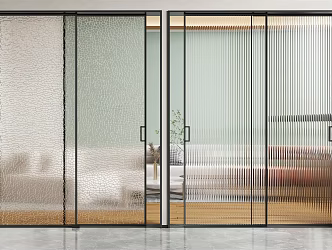Modern sliding door glass sliding door Changhong glass door 3d model