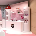 Nestle Xu Fuji Brand Pastry Items Display Dome With Pink Interior And Decorations