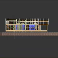 Wooden House Frame Construction Model With Green Grass Base And Transparent Roof