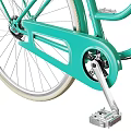 Classic Black And Turquoise Bicycles With Wicker Basket And Brown Seat