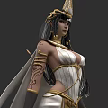 Egyptian Themed Game Movie Character With Golden Headdress White Outfit And Arm Tattoos