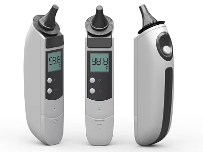 Medical Devices Three Digital Ear Thermometers with LCD Display for Accurate Temperature Measurement 3d model