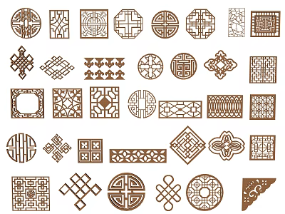 Intricately Carved Lattice Windows With Various Traditional Patterns And Shapes 3d model